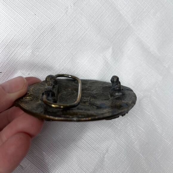 NRA Golden Eagles VTG Belt Buckle Brass USA Made Hunter National Rifle Assn - Picture 5 of 7